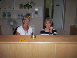 Volunteer Receptionists, Linda Bradbury and Monica Thomas